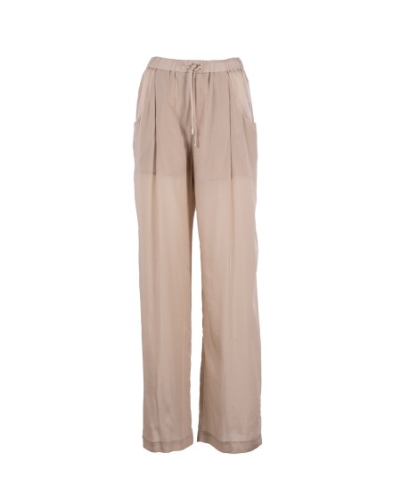 Shop EMPORIO ARMANI  Trousers: Emporio Armani palazzo trousers in fluid fabric.
High elasticated waistband.
Drawstring waist with metal ends.
Composition: 100% Lyocell.
Made in China.. 3D2P93 1NKGZ -0105